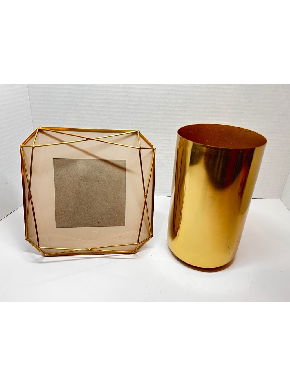 Vintage Two Matching Gold Desk or Tabletop Decor Accessories